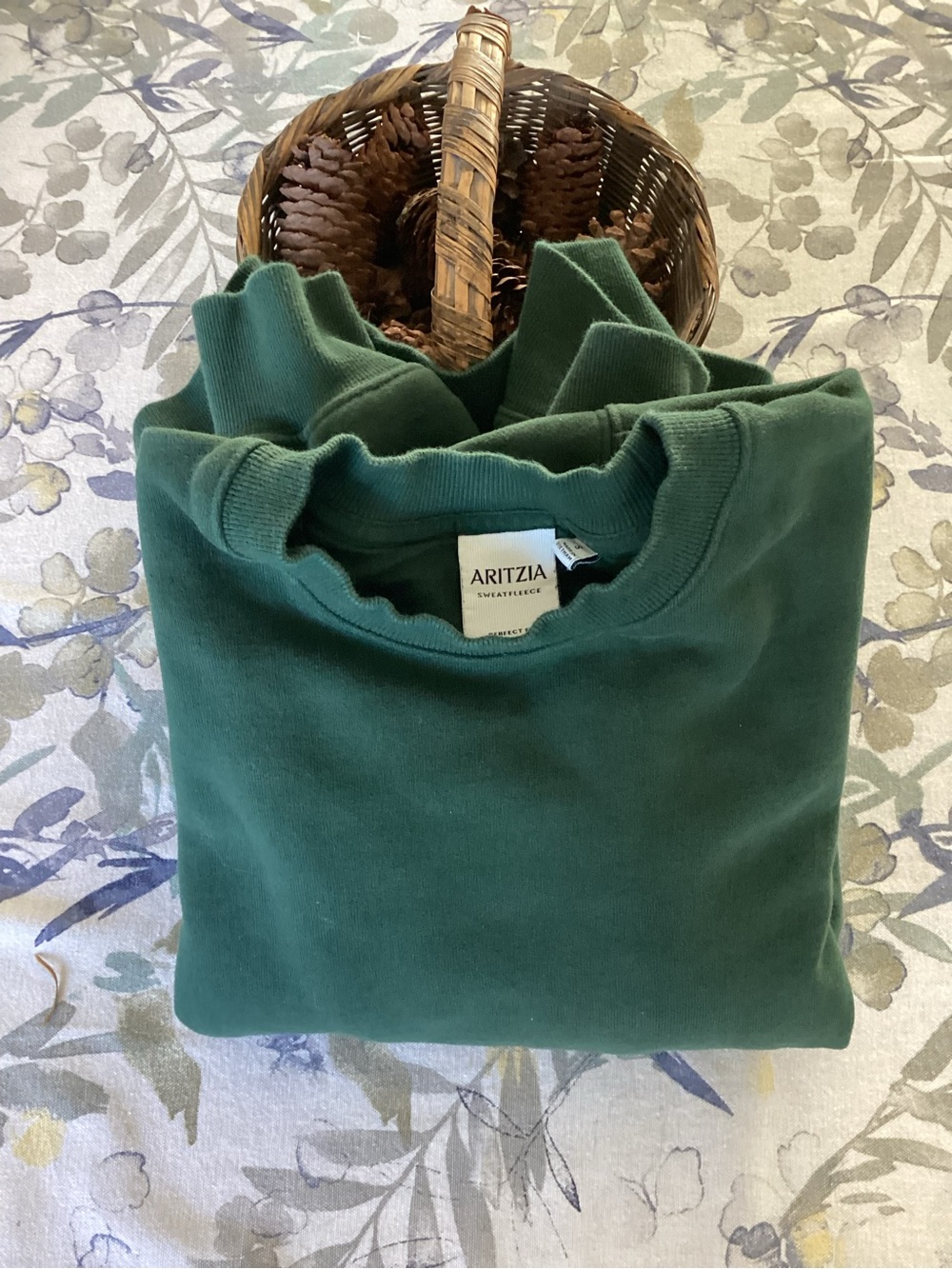 Cozy Sweatfleece Perfect Crewneck Sweatshirt Forest Green Sz Small S